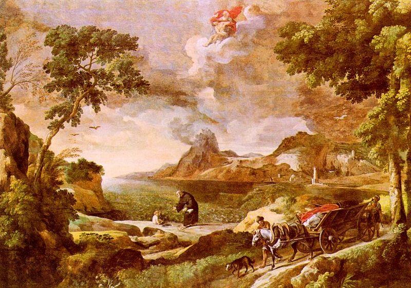 Gaspard Dughet Landscape with St.Augustine and the Mystery of the Trinity Norge oil painting art